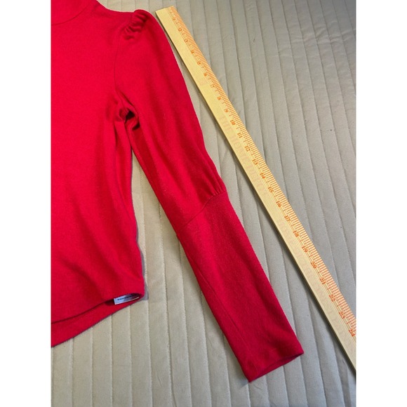 By Anthropologie Red‎ Puff Sleeve Turtleneck Top Womens XS Made in Turkey - Picture 7 of 8